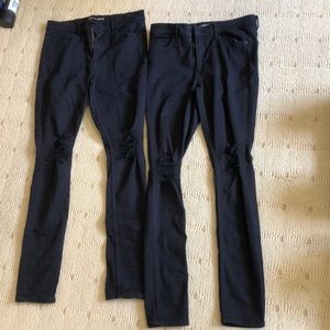 Two Express Stretchy HighRise Black Ripped Jegging